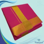 Queen Rose Color Dhoti with Golden Zari Border