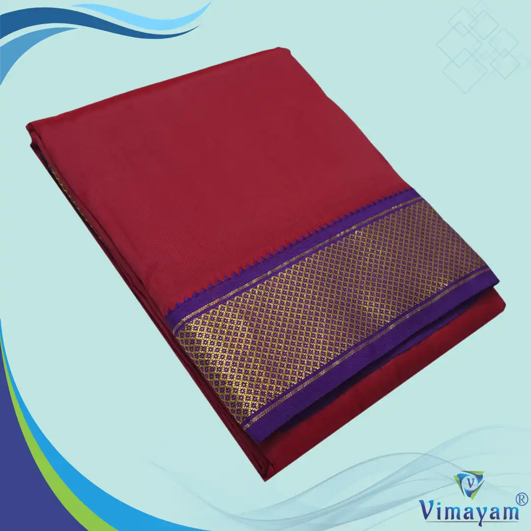 13 Maroon Colour Art Silk MayilKan Colour Dhoti - Image 1
