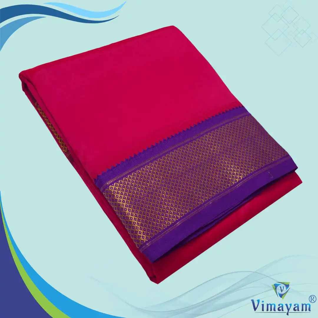 15 Queen Rose Colour Art Silk MayilKan Colour Dhoti - Image 1