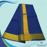 Blue Color Dhoti with Golden Zari Border - Image 2