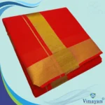 Red Color Dhoti with Golden Zari Border