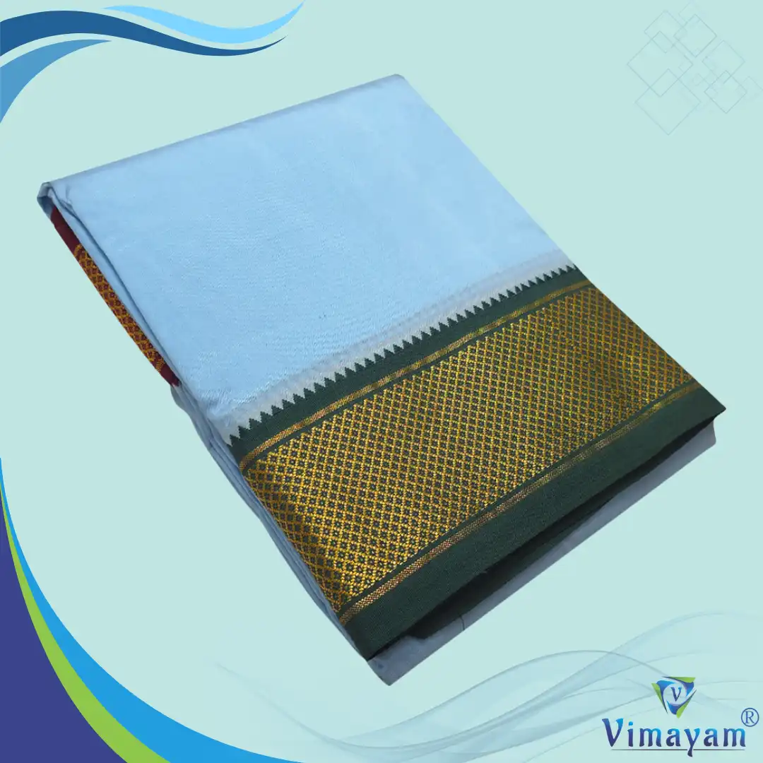 23 Blue Colour Art Silk MayilKan Colour Dhoti - Image 1