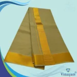 Khakki Color Dhoti with Golden Zari Border - Image 2