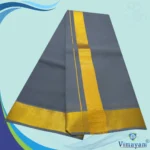 Grey Color Dhoti with Golden Zari Border - Image 2