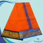 Orange Cotton Colour Fine Quality Dhoti 3 Inch Border - Image 2
