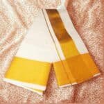 5 Inch Golden Zari Border Half White Premium Quality Dhoti - Image 2