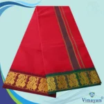 Red Cotton Colour Fine Quality Dhoti 3 Inch Border - Image 2
