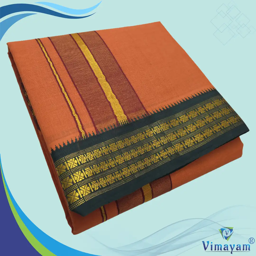 44 Kavi Color Dhoti with Udraj/Coin Border Dhoti - Image 1