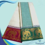 Green & Contrast Border Half White Best Quality Dhoti(Assorted designs) - Image 3