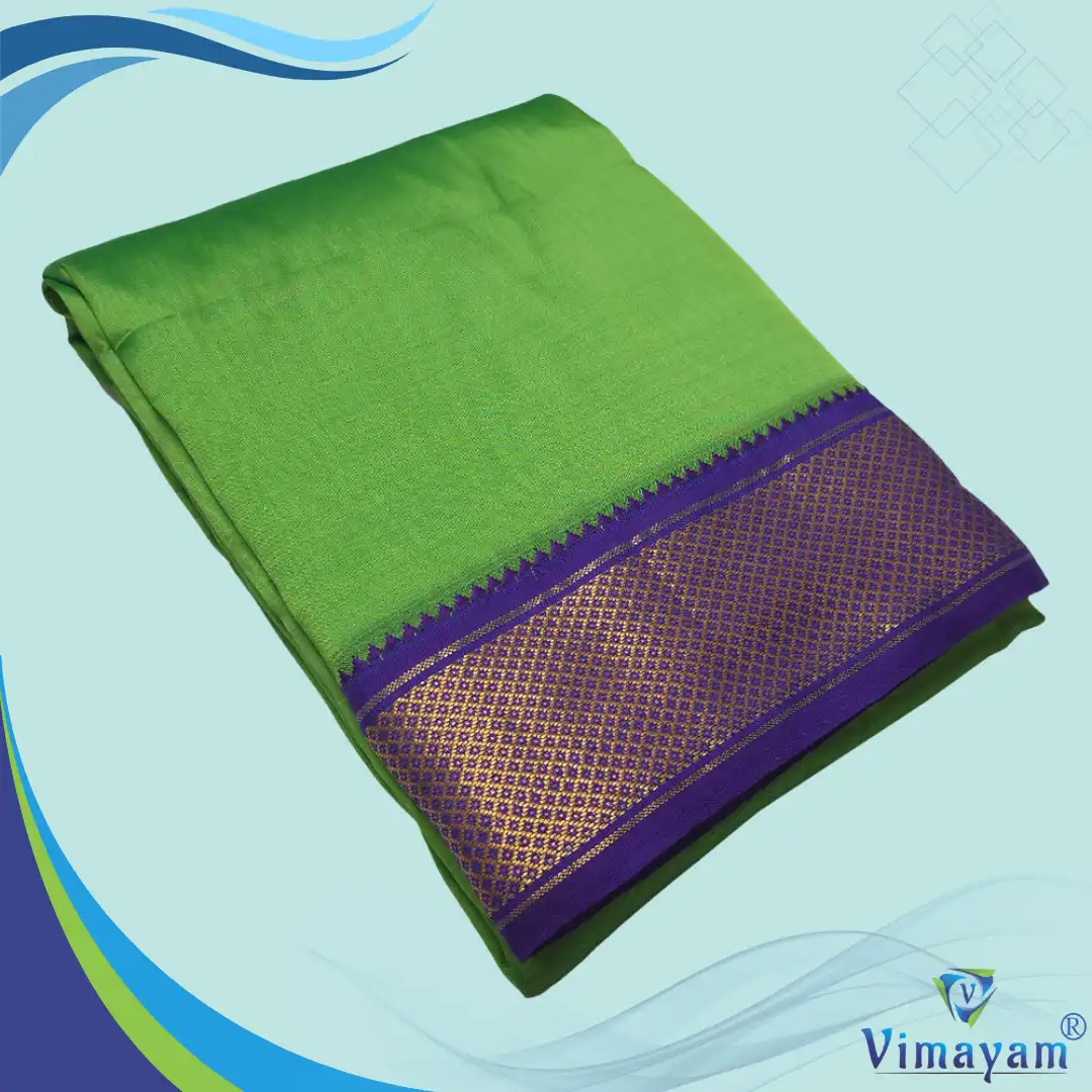 11 Light Green Colour Art Silk MayilKan Colour Dhoti - Image 1
