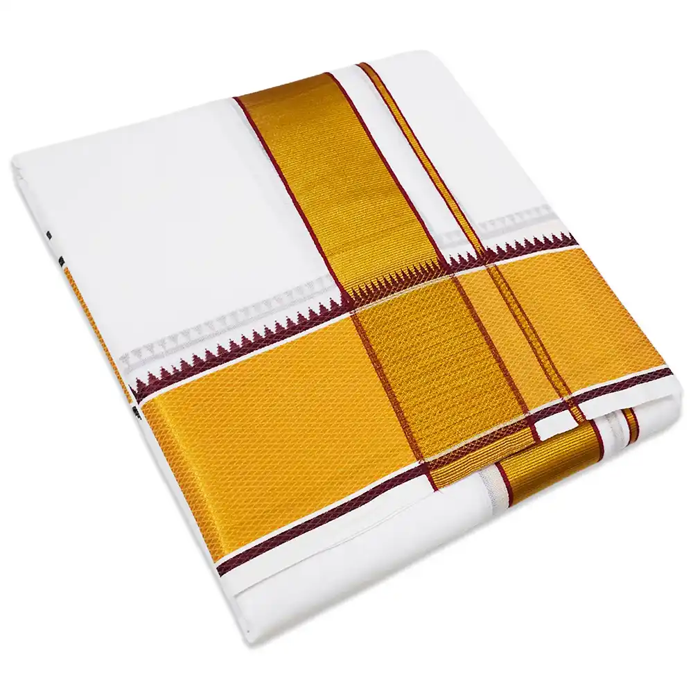 150K ZARIGAI WHITE Zarigai Mokku Border Pure Cotton Special Quality - Image 1