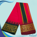 Red Color Karishma Soft Silk 7 Inch Border Fine Quality Dhoti - Image 2