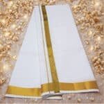 1 Inch Golden Zari Premium Quality White Dhoti - Image 2
