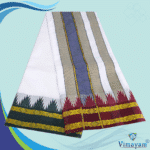 Double Colour Fancy Border Vaishnava Dhoti 9X5 - Image 2