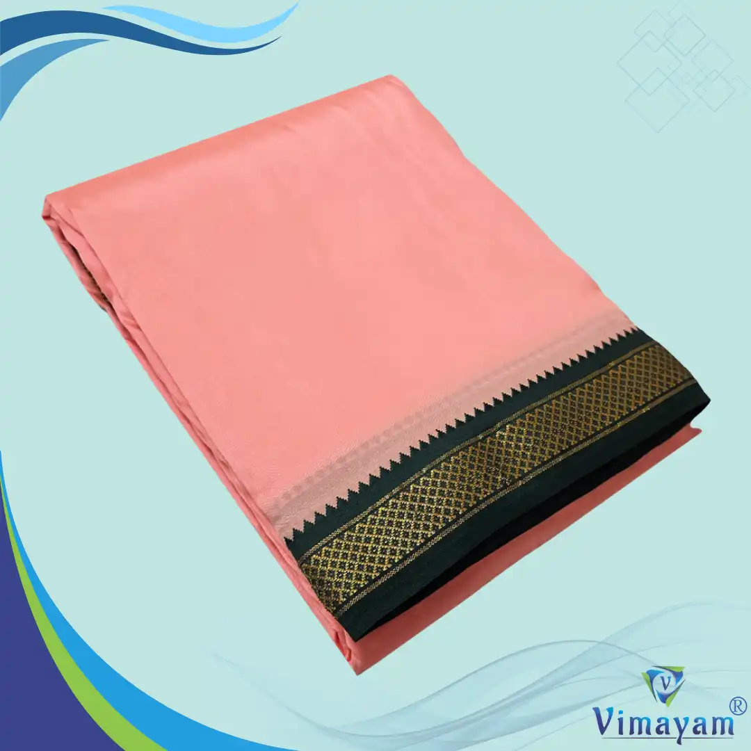 5 Kan rose Light Pink Colour art Silk MayilKan Colour Dhoti - Image 1