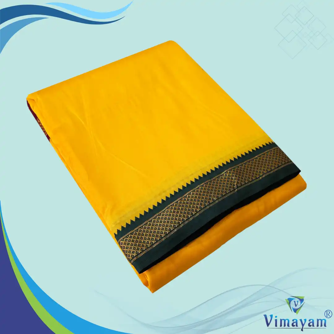 5 kan mango Golden Mango Colour art Silk MayilKan Colour Dhoti - Image 1