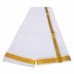 White Color Dhoti with Gold Border Dhoti/Lungi - Image 2
