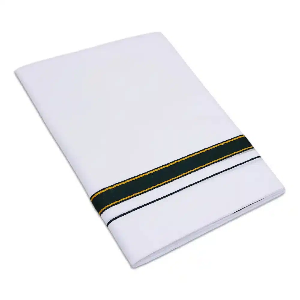 5KAN White Color Dhoti with MayilKan Border Dhoti/Lungi - Image 1