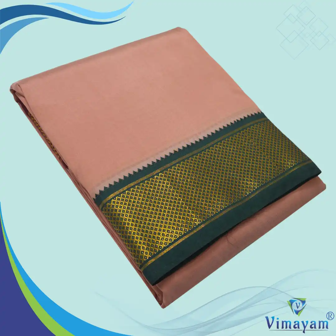 7 Copper Colour Art Silk MayilKan Colour Dhoti - Image 1