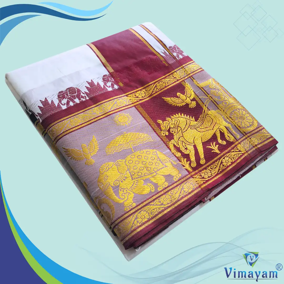 Big Karihsm White White Colour Soft Silk 9 Inch Border(Assorted Border designs) - Image 1