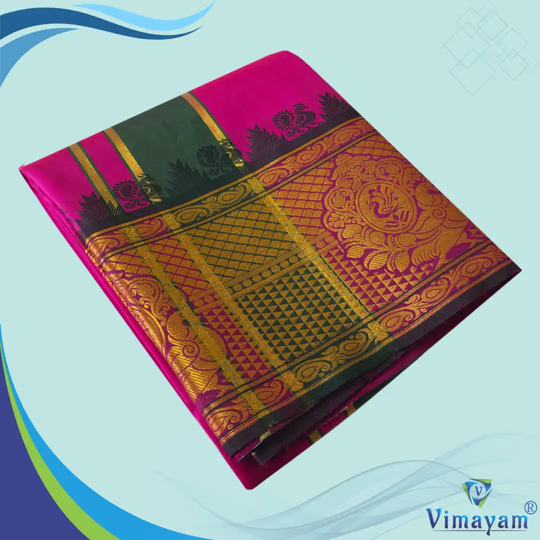 Big Karishma magenta Magenta Colour Soft Silk 9 Inch Border(Assorted Border designs) - Image 1