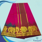 Magenta Soft Silk Premium Quality Dhoti Towel 9X5 - Image 2