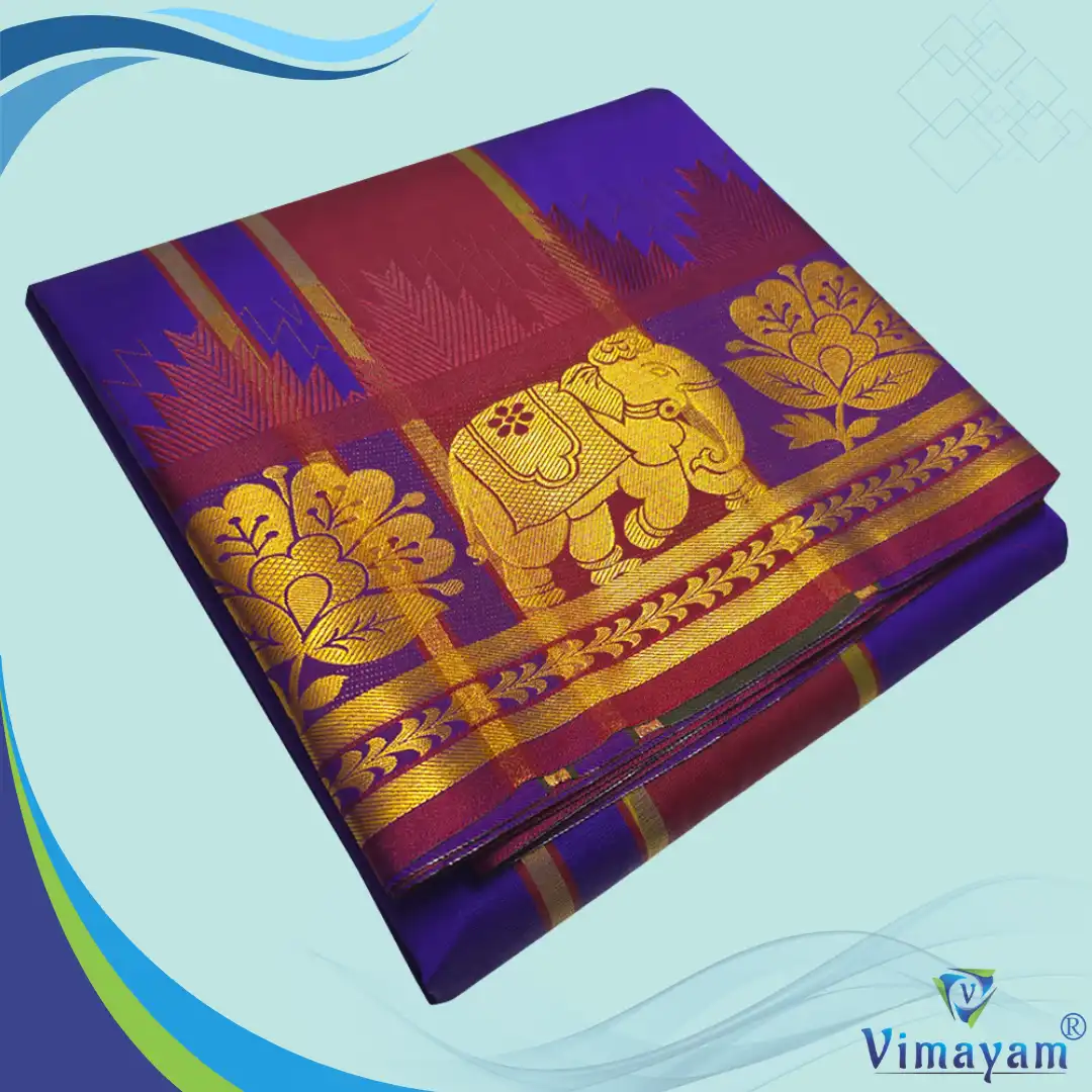 7 SHOT KARISHMA VIOLET Violet Soft Silk Premium Quality Dhoti Towel 9X5 - Image 1