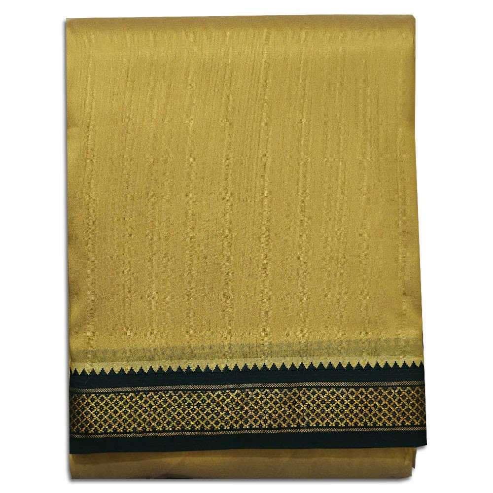 New_0017_Brightness_Contrast 30 Khakki Colour art Silk MayilKan Colour Dhoti - Image 1