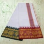 Cotton Dhoti Red and Matching Border - Image 2