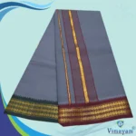 Grey Color Dhoti with Udraj/Coin Border Dhoti - Image 2