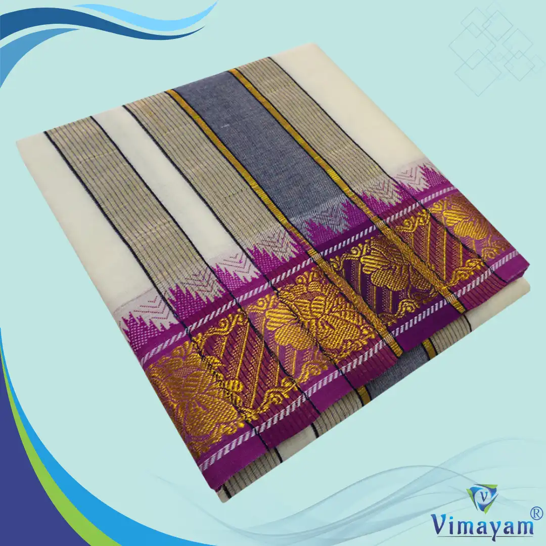 Flower Mokku Flower Mokku Vaishnava Dhoti Pure Cotton Half White Best Quality - Image 1