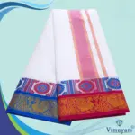 Peacock Designed multicolour temple border dhoti - Image 2