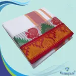 Flower Peacock Designed multicolour temple border dhoti