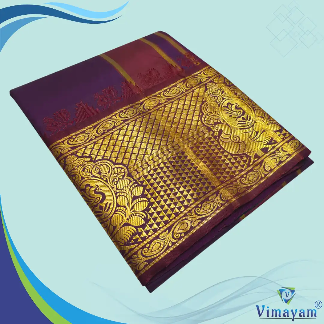 Big Karishma nagapalam Dark Purple Colour Soft Silk 9 Inch Border(Assorted Border designs) - Image 1